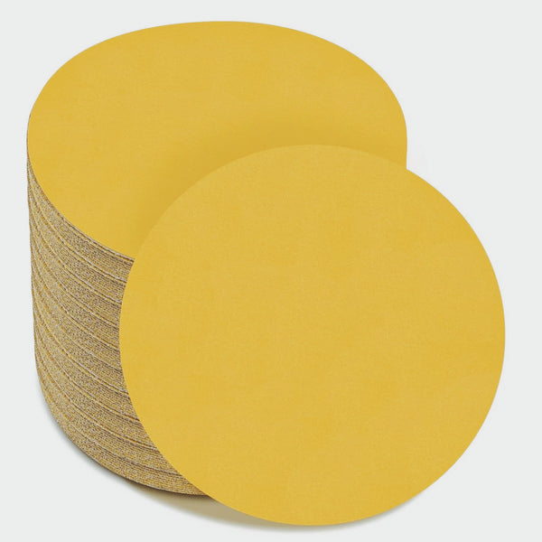 DOBLEFUERZA Discos de lijado dorados de 6 pulgadas sin agujero para lijadoras DA papel de lija de grano 80 120 220 320 400 600 Caja de100 discos de papel de lija para automoción y carpintería