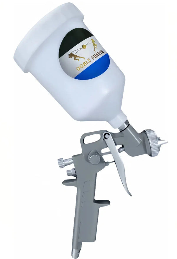 DOBLEFUERZA-S990  Pistola pulverizadora profesional de alimentación por gravedad con taza giratoria de aluminio de 600 cc (18 onzas)  pulverización profesionales para pintar pulverizador
