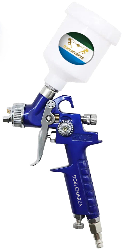 DOBLEFUERZA   HVLP -H2000P(AZUl)  Pistola pulverizadora de alimentación por gravedad, capacidad de 125 cc, con boquilla de 0.8mm, pistolas pulverizadoras de pintura de aire profesional para pintar autos